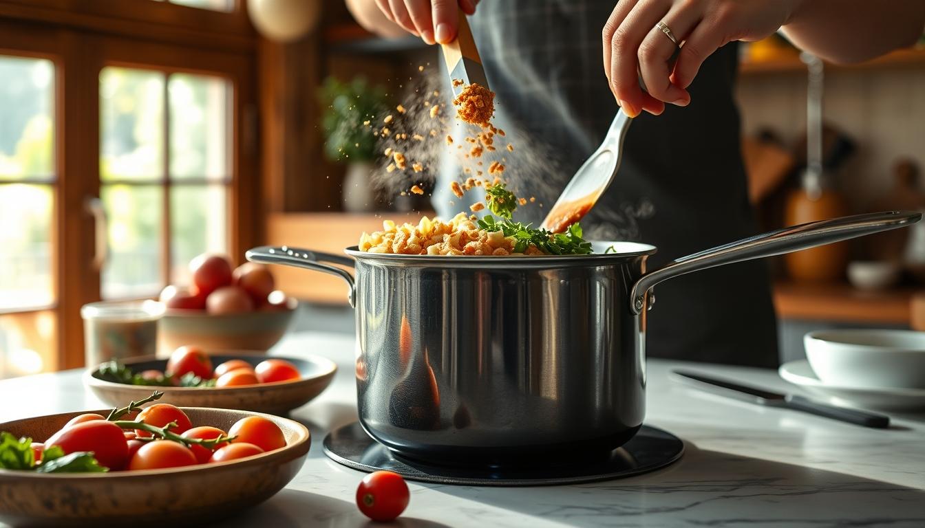 Seasonal meal prepared in a home kitchen